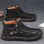 (⏰Last Day 70% OFF🔥)Men's Top-Quality Motorcycle Boots Hand-Stitched Genuine Leather Boots-Wide Toe Waterproof Anti-Slip Anti-Sprain Suitable for Work Driving Hiking