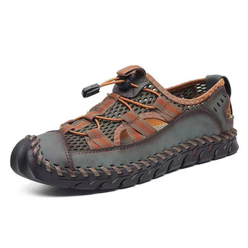 ⏰Early Summer Special🛒 Men's Breathable Leather Fisherman Sandals – Handmade Wide Fit Summer Shoes with Orthopedic Support, Ideal for Outdoor & Casual Wear
