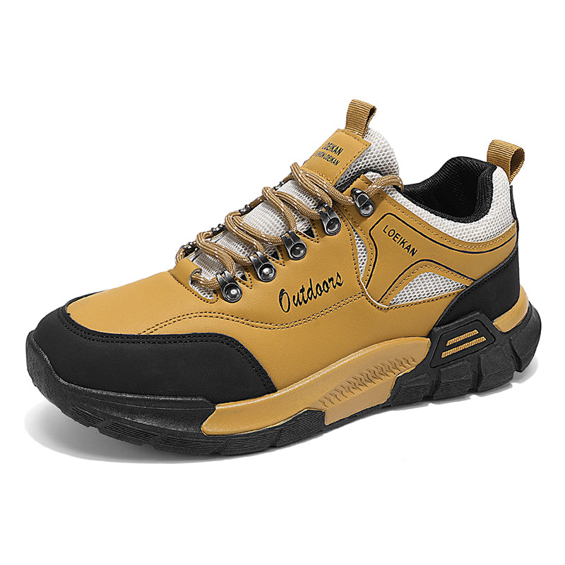 (⏰LAST DAY-70% OFF🛒)Men's Waterproof Hiking Work Shoes Lightweight Non-Slip Outdoor Trekking Sneakers with Arch Support, Breathable Suede & Mesh Trail Walking Shoes