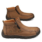 (⏰Last Day 70% OFF🔥)Men's Top-Quality Motorcycle Boots Hand-Stitched Genuine Leather Boots-Wide Toe Waterproof Anti-Slip Anti-Sprain Suitable for Work Driving Hiking