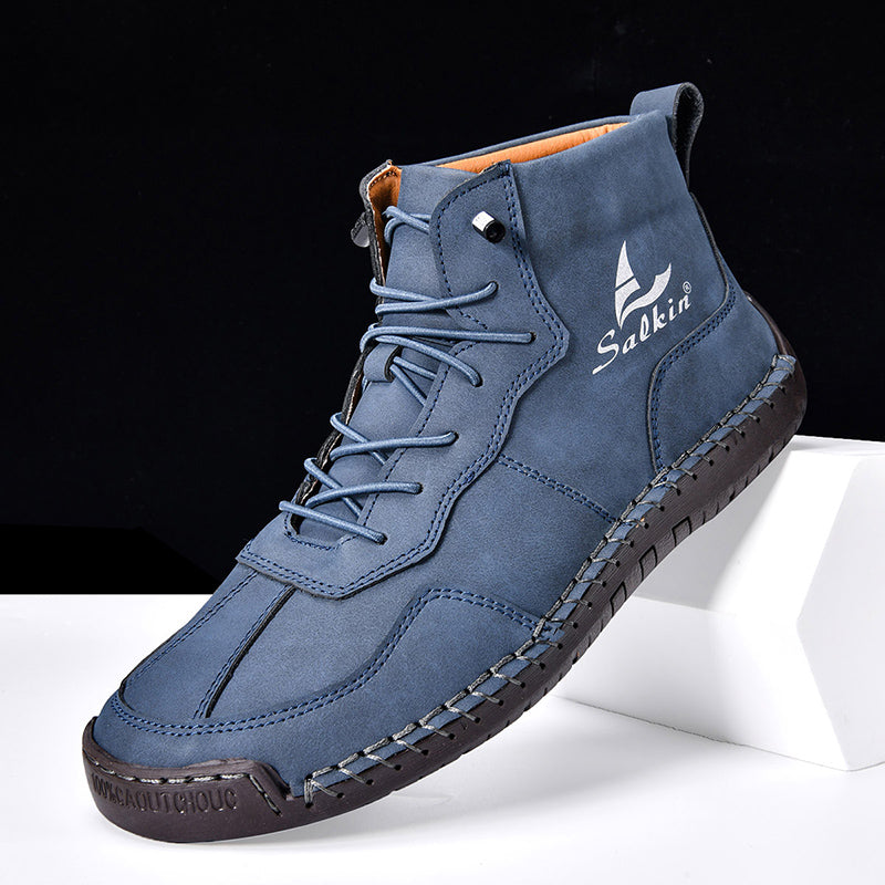 (⏰Limited Time Sale 70% OFF) Men's Orthopedic Comfortable Handmade Leather Boots - Waterproof Non-Slip Arch Support Wide Toe Shock-Absorbing Outdoor Leather Boots