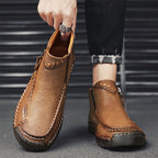 (⏰Last Day 70% OFF🔥)Men's Top-Quality Motorcycle Boots Hand-Stitched Genuine Leather Boots-Wide Toe Waterproof Anti-Slip Anti-Sprain Suitable for Work Driving Hiking