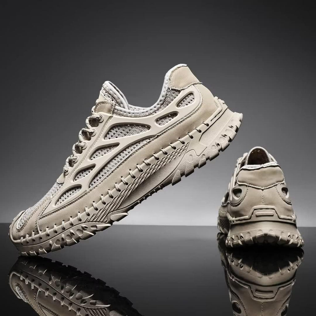 ⏰Limited Time 50% OFF🛒Men's Lace-Up Orthopedic Leather Hiking Shoes – Breathable Mesh, Durable Rubber Sole, Lightweight & Supportive