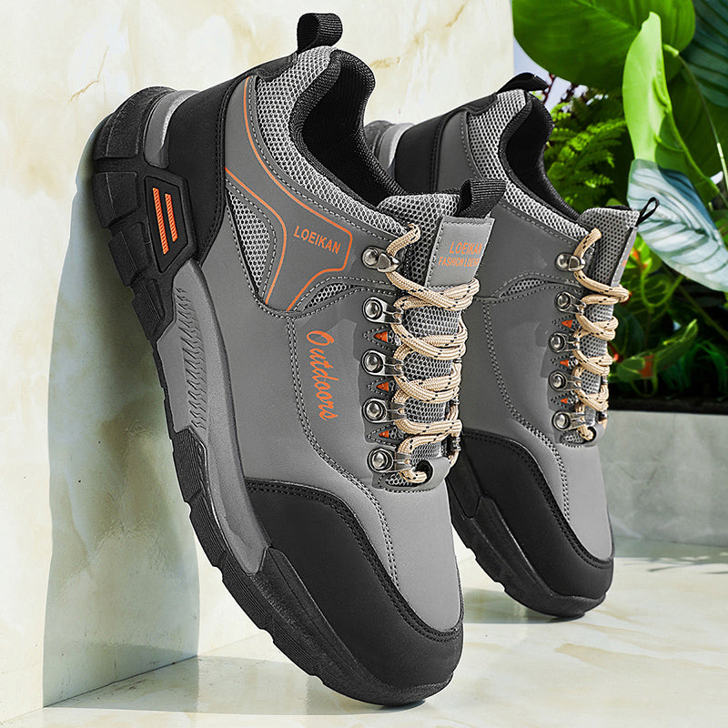 (⏰LAST DAY-70% OFF🛒)Men's Waterproof Hiking Work Shoes Lightweight Non-Slip Outdoor Trekking Sneakers with Arch Support, Breathable Suede & Mesh Trail Walking Shoes