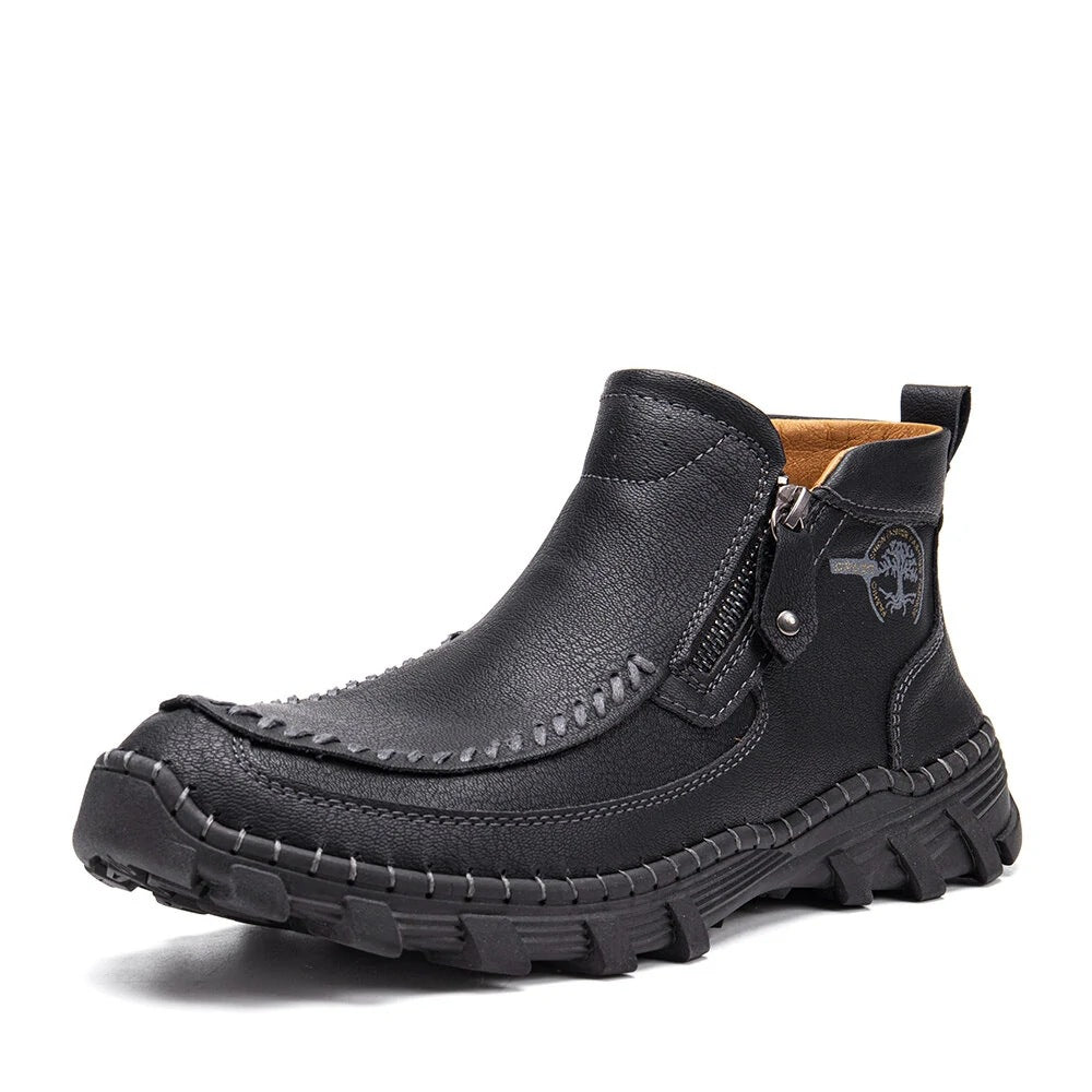 Men's Vintage Casual Soft And Breathable Side Zipper Leather Tooling Ankle Chukka Boots
