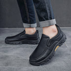 50% OFF!!!🛒Men's Waterproof Handmade Leather Business Shoes, Comfortable Slip-On Arch Support, Wide Toe, Non-Slip, and Corrective Footwear