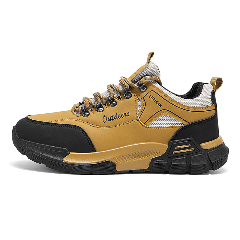 (⏰LAST DAY-70% OFF🛒)Men's Waterproof Hiking Work Shoes Lightweight Non-Slip Outdoor Trekking Sneakers with Arch Support, Breathable Suede & Mesh Trail Walking Shoes