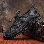 ⏰Early Summer Special🛒 Men's Breathable Leather Fisherman Sandals – Handmade Wide Fit Summer Shoes with Orthopedic Support, Ideal for Outdoor & Casual Wear