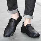 ⏰Last Day Deals 60% OFF🛒Men's Premium Leather Loafers – Arch Support Breathable Slip-On Shoes, Foot Pain Relief, Soft Anti-Puncture Sole, Durable Perforated Walking Dress Shoes