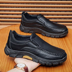 50% OFF!!!🛒Men's Waterproof Handmade Leather Business Shoes, Comfortable Slip-On Arch Support, Wide Toe, Non-Slip, and Corrective Footwear