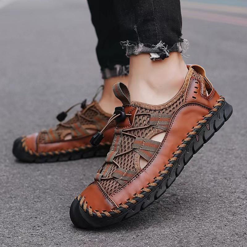⏰Early Summer Special🛒 Men's Breathable Leather Fisherman Sandals – Handmade Wide Fit Summer Shoes with Orthopedic Support, Ideal for Outdoor & Casual Wear