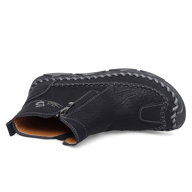 ⏰Clearance Sale-70%OFF🔥Men's Leather Ankle Boots, Hand-Stitched Lace-Up Chukka Boots, Vintage Casual Non-Slip Flats, Arch Support Loafers for Hiking, Walking, Driving