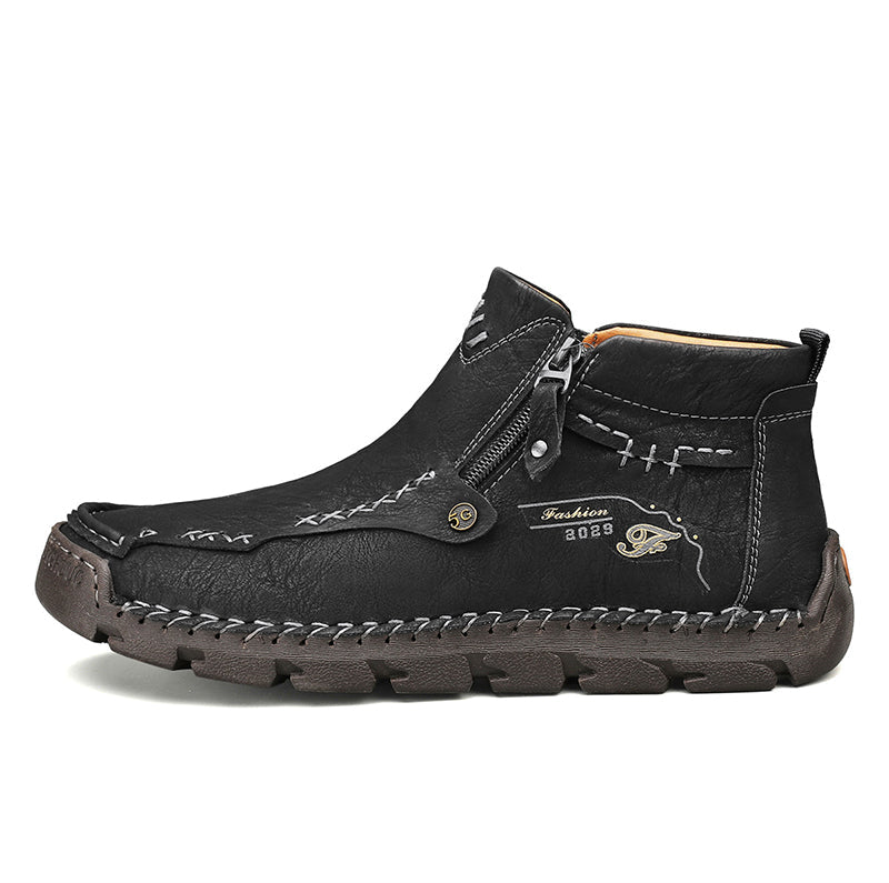 (⏰Last Day 70% OFF🔥)Men's Top-Quality Motorcycle Boots Hand-Stitched Genuine Leather Boots-Wide Toe Waterproof Anti-Slip Anti-Sprain Suitable for Work Driving Hiking