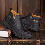 Men's Vintage Casual Soft And Breathable Side Zipper Leather Tooling Ankle Chukka Boots