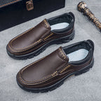 50% OFF!!!🛒Men's Waterproof Handmade Leather Business Shoes, Comfortable Slip-On Arch Support, Wide Toe, Non-Slip, and Corrective Footwear