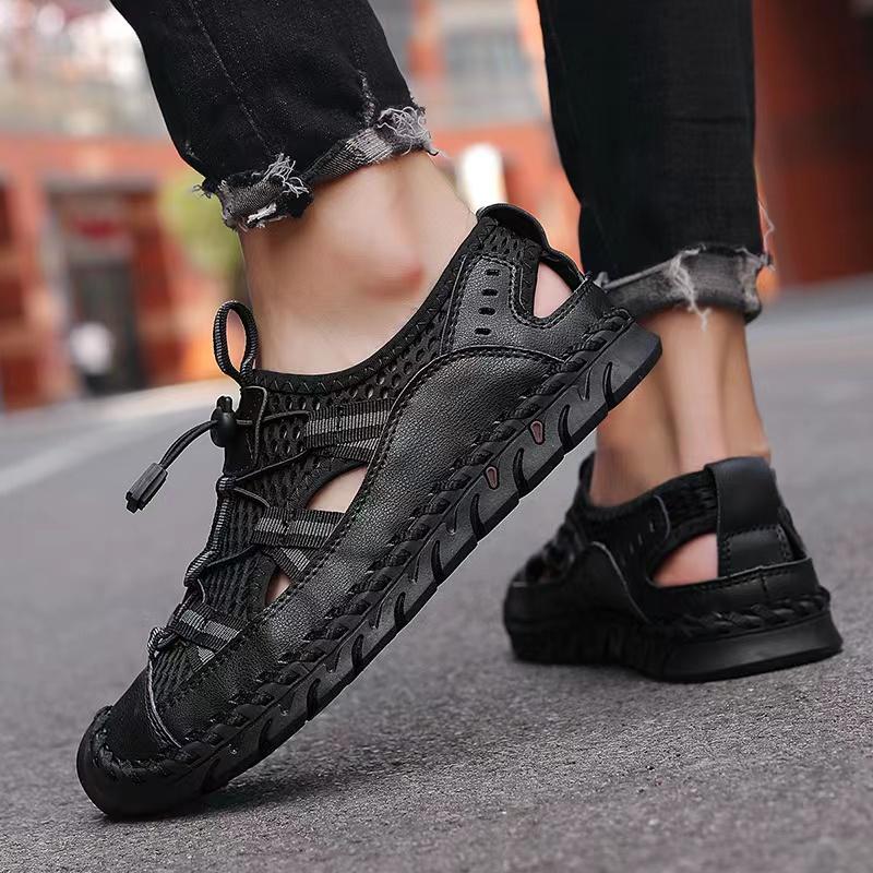 ⏰Early Summer Special🛒 Men's Breathable Leather Fisherman Sandals – Handmade Wide Fit Summer Shoes with Orthopedic Support, Ideal for Outdoor & Casual Wear
