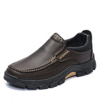 50% OFF!!!🛒Men's Waterproof Handmade Leather Business Shoes, Comfortable Slip-On Arch Support, Wide Toe, Non-Slip, and Corrective Footwear