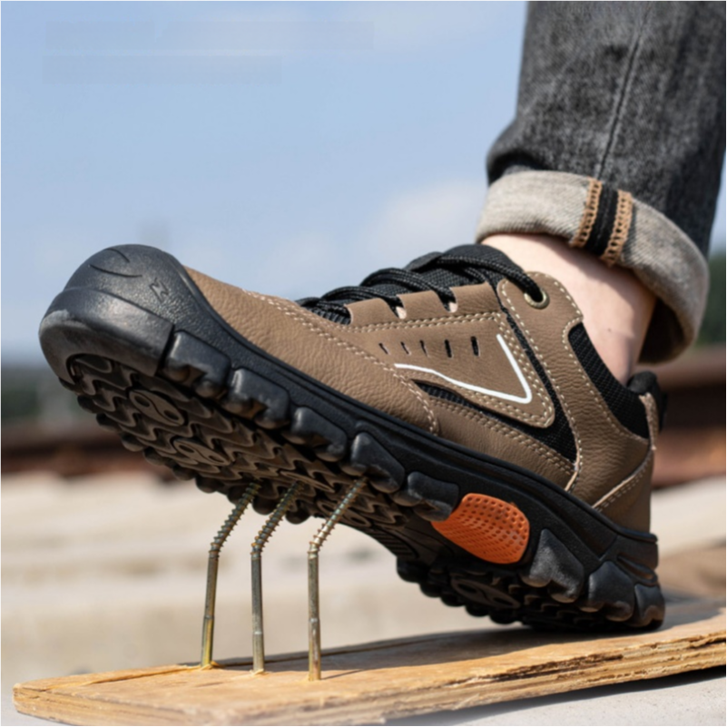 HOT SALE! Men’s Leather Steel Toe Work Shoes – Arch Support, Puncture-Resistant, Wide Toe, Slip-Resistant & Durable Safety Boots for Heavy-Duty Jobs