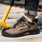 HOT SALE! Men’s Leather Steel Toe Work Shoes – Arch Support, Puncture-Resistant, Wide Toe, Slip-Resistant & Durable Safety Boots for Heavy-Duty Jobs