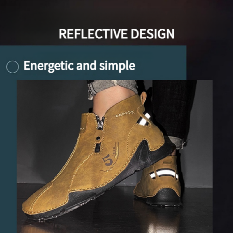 Last Day Deals 60% OFF🛒Men's Handmade Leather Orthopedic Boots with Arch Support, Wide Toe, Waterproof, Non-Slip & Durable Outdoor Footwear for Hiking, Work & Driving